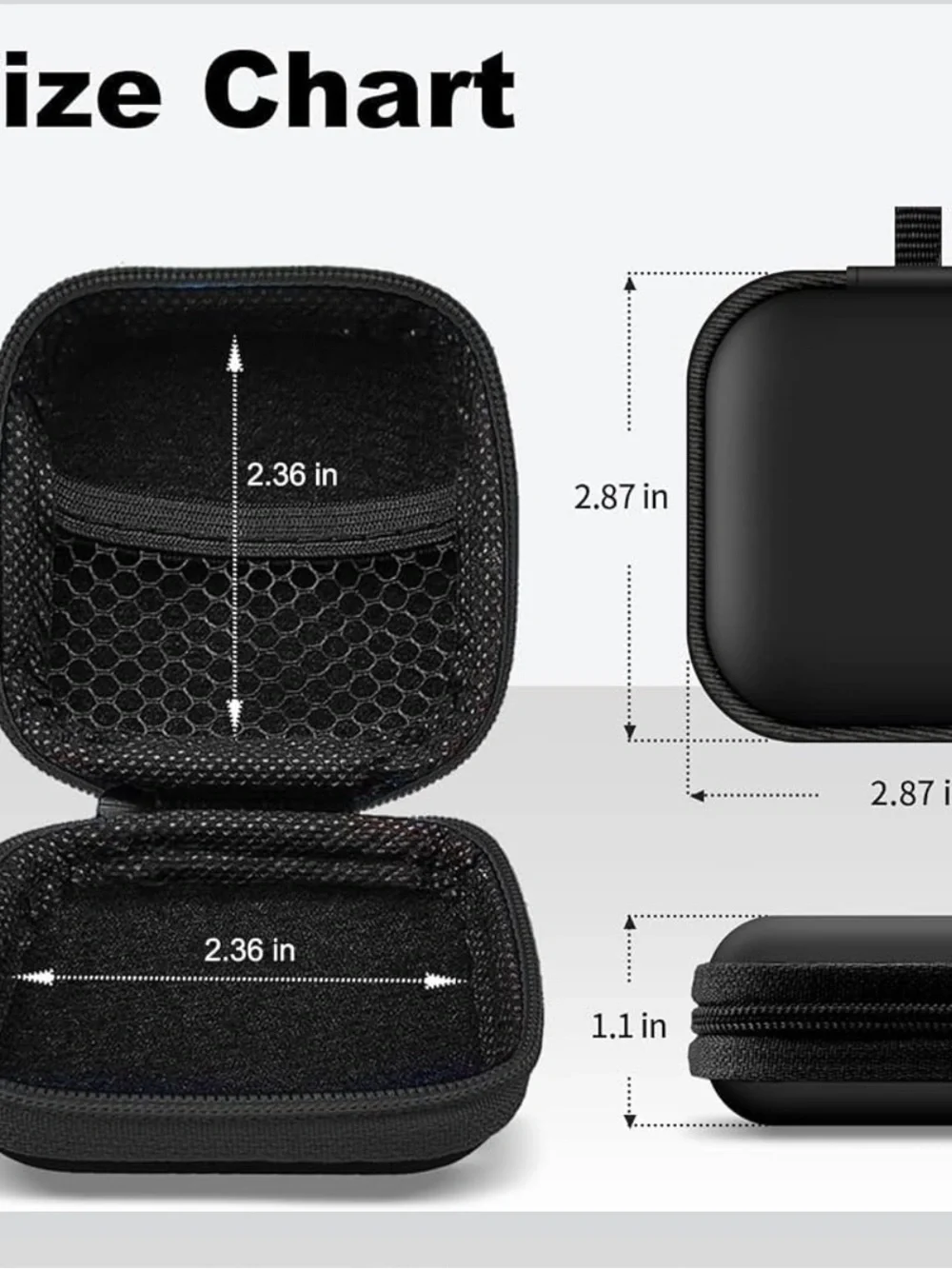 Compact Black Hard Shell Carrying Case with Carabiner